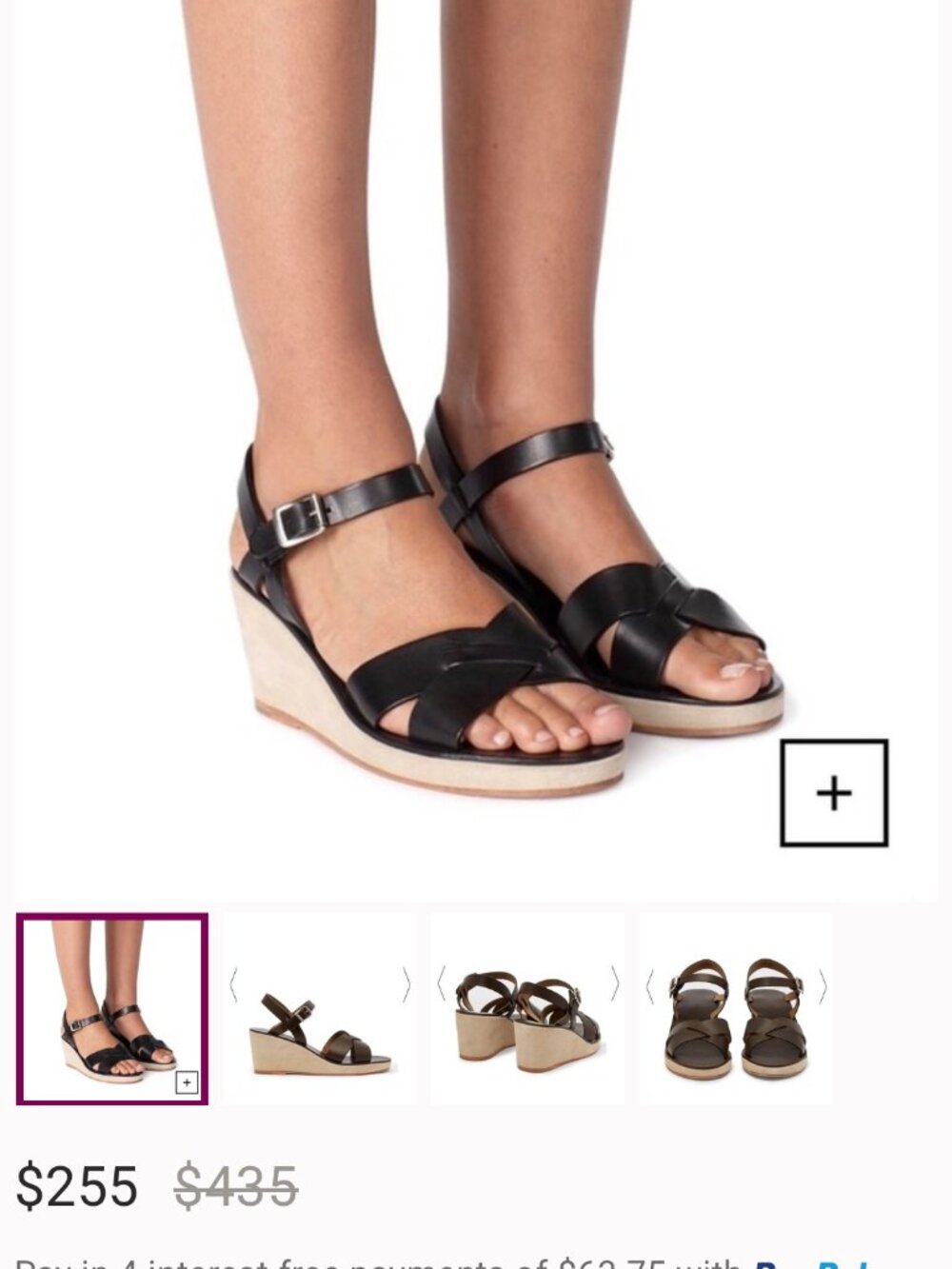APC Judith Black Leather Wedge Sandals, size 38